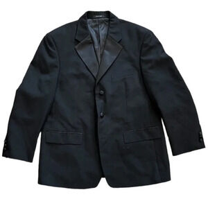 Soprano Black Satin Collar Suit Jacket 42S